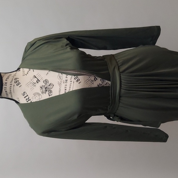 Cuty Fashion Ladies Slim Fit Olive Green Dress - Picture 2 of 9